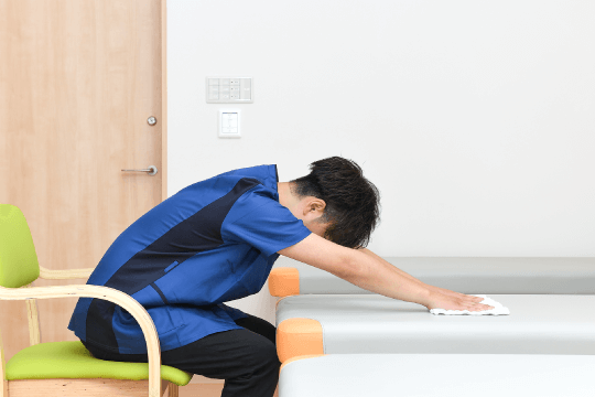 肩のストレッチ途中